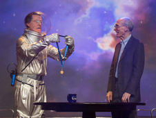 Galactic commander and talk show host Stephen "Tiberius" Colbert presented Ed Stone, the project scientist of NASA's Voyager mission, with a NASA Distinguished Public Service Medal. Stone was a guest on Colbert's show on Dec. 3, 2013.
