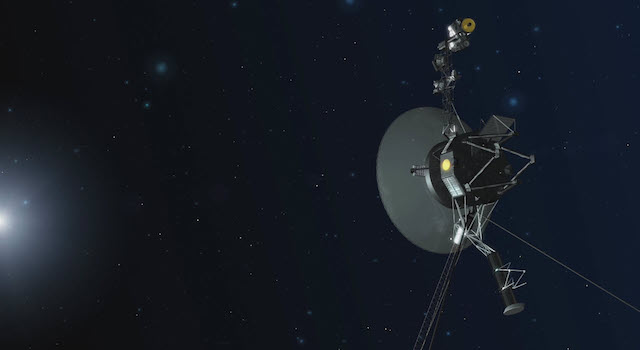 An artist concept depicting one of the twin Voyager spacecraft.
