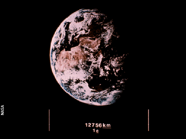 The Earth image is one of the pictures electronically placed on the phonograph records which are carried onboard the Voyager 1 and 2 spacecraft. Credit: NASA
