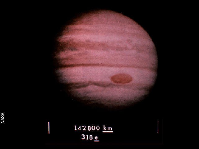 The Jupiter image is one of the pictures electronically placed on the phonograph records which are carried onboard the Voyager 1 and 2 spacecraft. Credit: NASA
