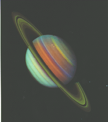 False-color view of Saturn.