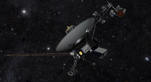 This artist's concept shows NASA's Voyager spacecraft against a field of stars in the darkness of space. The two Voyager spacecraft are traveling farther and farther away from Earth, on a journey to interstellar space, and will eventually circle around the center of the Milky Way galaxy. Image credit:NASA/JPL-Caltech