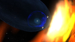 Image depicting heliosheath boundary, also known as the solar wind termination shock.